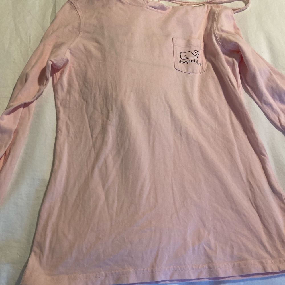 Vineyard vines women’s whale long sleeve hooded t shirt top xxs pink